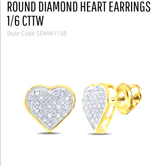 Real genuine natural Diamond heart earrings not CZ! Best gift Christmas birthday - Picture 1 of 6